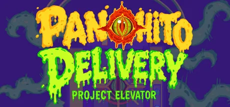 Logotipo de Panchito Delivery: Project Elevator, con un ojo en la letra O y tentáculos morados de fondo